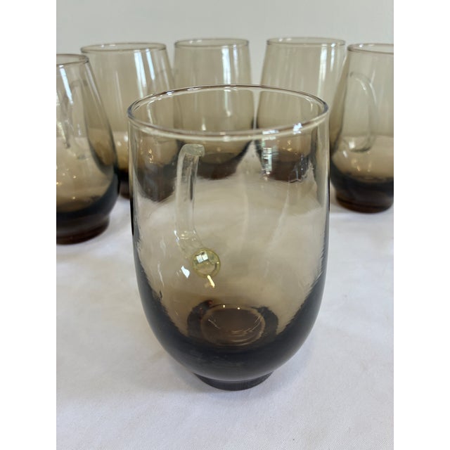 1970s Mid-Century Modern Libbey “Tempo” Smoked Ombre Glass Mugs – Set of 6 For Sale - Image 11 of 11
