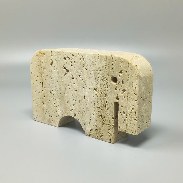 Mid-Century Modern Travertine Elephant Sculpture by Enzo Mari for F.lli Mannelli, 1970s For Sale - Image 3 of 7