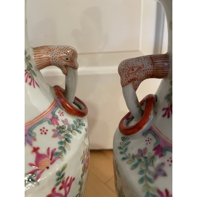 Vintage Chinese Export-Style Famille Rose Porcelain Vase Mounted Table Lamps - a Pair For Sale In Chicago - Image 6 of 12