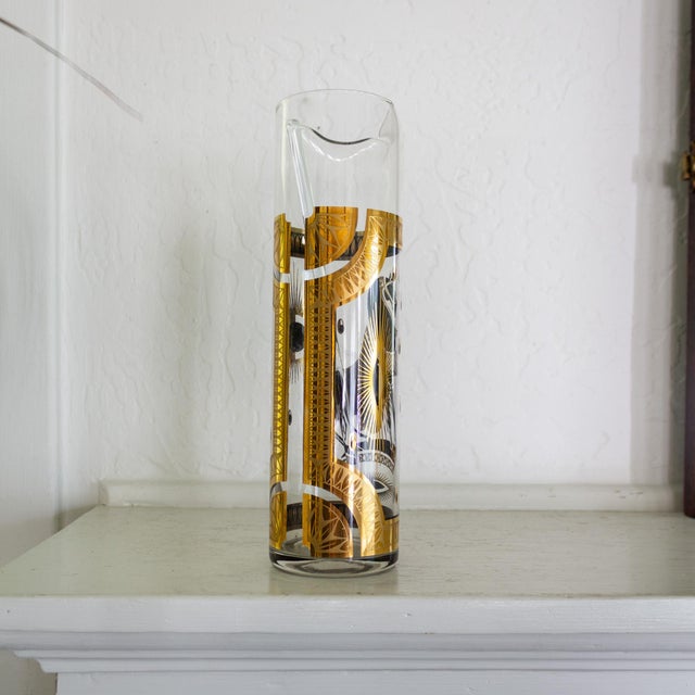 Fred Press Gold Trojan Horse Glass Cocktail Pitcher and Stirring Stick For Sale - Image 13 of 14