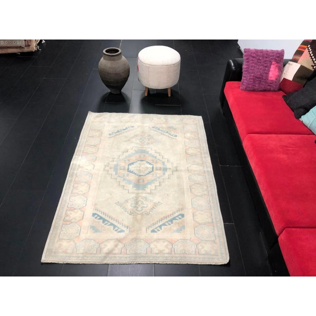 1960s Handmade wool and cotton rug in Turkish Anatolia Carpet, Vintage Oushak Rug, Turkish Vintage Anatolian Rug, Handmade...