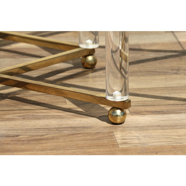 Charles Hollis Jones “Treillage” Lucite & Brass Coffee Table | Glass Top | Hollywood Regency | Circa 1970s For Sale - Image 18 of 18