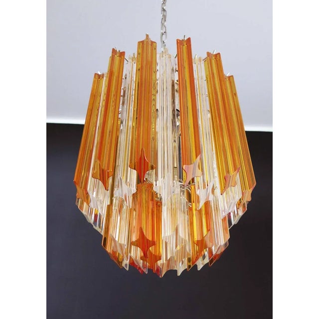 Mid-Century Modern Vintage Italian Glass Quadriedri Chandelier, 1982 For Sale - Image 3 of 15