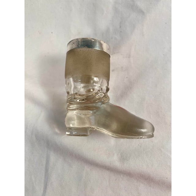 Metal Antique English Glass and Sterling Boot Match Striker For Sale - Image 7 of 11