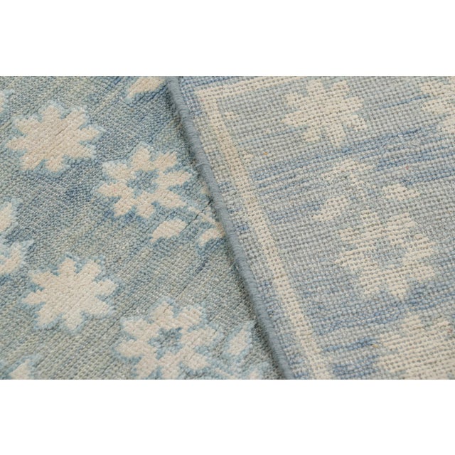 Textile Rug & Kilim’s Modern Block Print Runner Rug in Blue with White Floral Patterns - 3x10 For Sale - Image 7 of 7