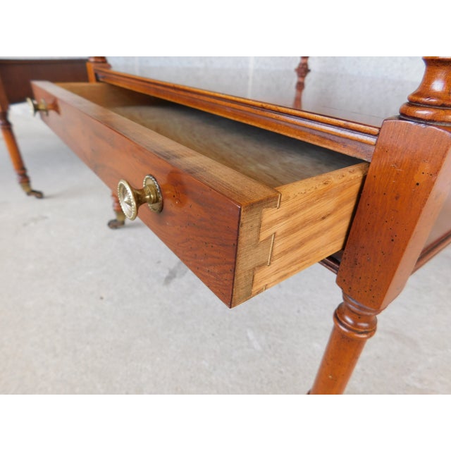 Wood Hekman Regency Style Olive Wood Mahogany End Tables - A Pair For Sale - Image 7 of 18