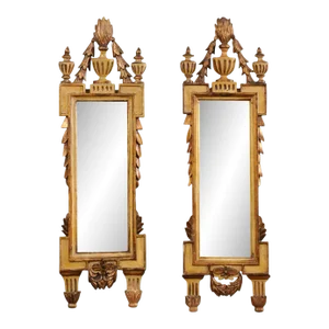 Pair of Italian Slender Neoclassic Mirrors, 19th Century