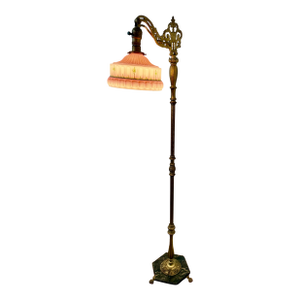 1920s Spanish Revival Brass and Marble Bridge Lamp