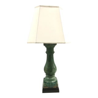 Monumental Baluster Style Green Glazed Asian Table Lamp For Sale