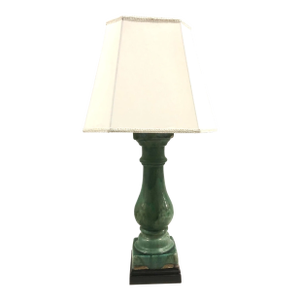 Monumental Baluster Style Green Glazed Asian Table Lamp