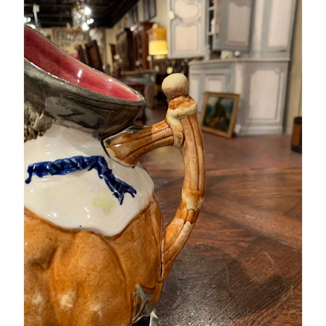 19th Century Belgian Nimy-Lès-Mons Barbotine Sailor Pitcher For Sale - Image 9 of 13