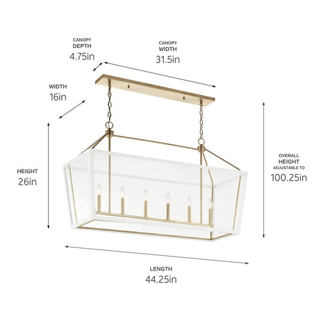 Kichler Delvin Champagne Bronze & White Linear Chandelier For Sale - Image 4 of 4