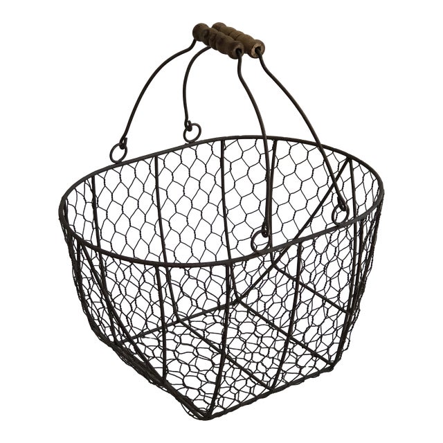 Large Antique Wire Egg Basket Chairish