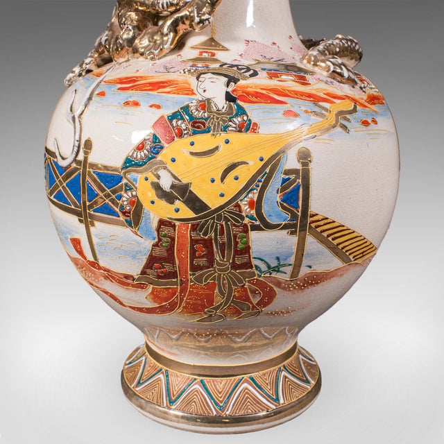Pair of Antique Satsuma Vases, Japanese, Ceramic Baluster, Meiji, Late Victorian For Sale - Image 10 of 12
