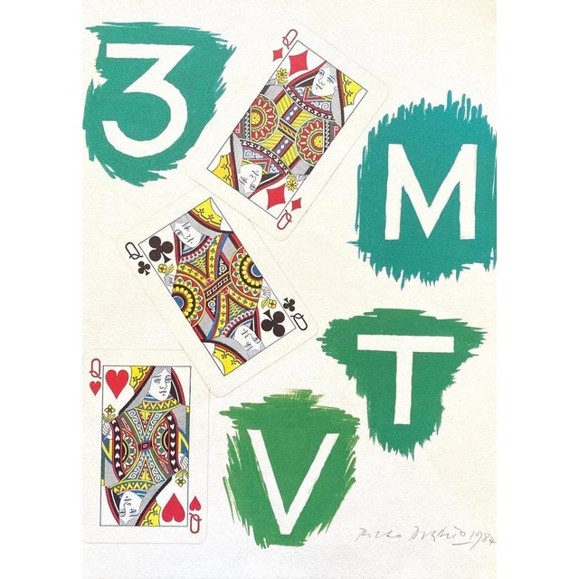 Composition is an original modern artwork realized by Piero Dorazio in 1984. Original Lithograph. Hand-signed at the...