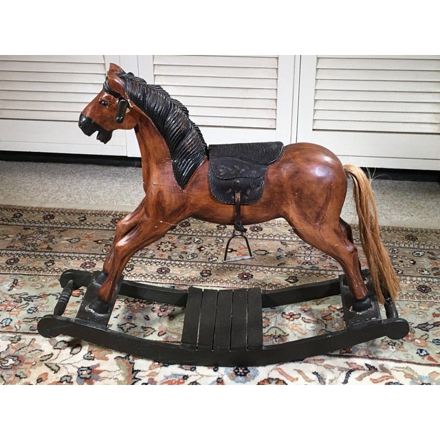 Wood Vintage Carved Wooden Child’s Rocking Horse For Sale - Image 7 of 7