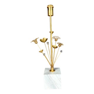 Kate Spade Brass & Marble Flower Table Lamp For Sale