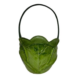 Vintage Handcrafted Cottage Core Paper Mache Cabbage Cachepot For Sale