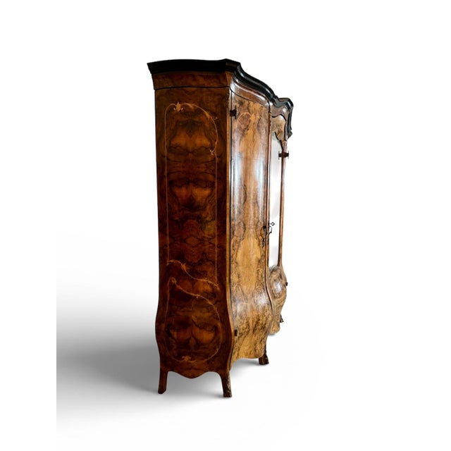 Baroque Antique Italian Venetian Burl Walnut Triple Armoire For Sale - Image 3 of 12