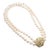 1990s Mikimoto Diamond Double Strand 8mm Cultured Pearl 18k Yellow Gold Necklace For Sale