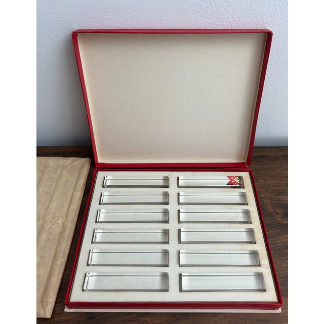 Mid-Century Modern Vintage Mid-Century Modern Baccarat Cut Crystal 12 Knife Rests with Original Box For Sale - Image 3 of 18