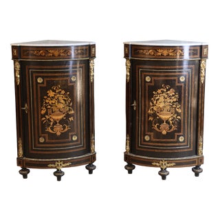 19th Century Inlaid Corner Cabinets, Set of 2 For Sale