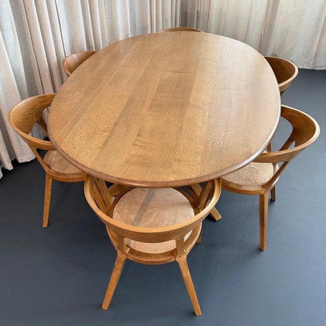 1970s Mid-Century Artisan-Made Oak Bentwood Oval Dining Set For Sale - Image 9 of 16