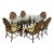 McGuire Furniture Oval Glass Top Dining Table + Six Double Cane Back Dining Armchairs, Vintage Set For Sale