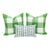 Two Buffalo Check Kelly Green and One Lumbar Pillow Down and Feather Inserts For Sale