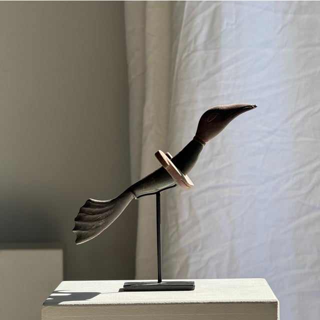 Traditional Indonesian Decorative Wooden Bird on a Base without Crest For Sale - Image 9 of 18