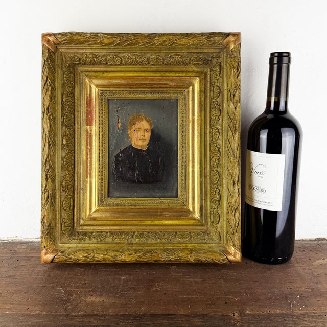French Artist, Portrait of a Woman, 1800s, Oil on Board, Framed For Sale - Image 13 of 14