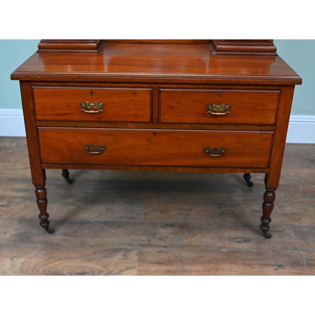 Antique Art Nouveau Edwardian Dressing Table in Mahogany, 1900 For Sale - Image 4 of 6