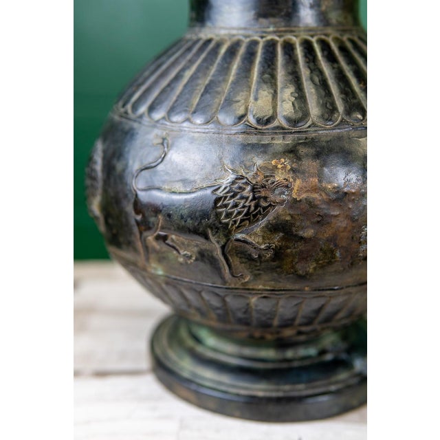 Metal Hand-Forged Bronze Vase | Etruscan Revival For Sale - Image 7 of 17