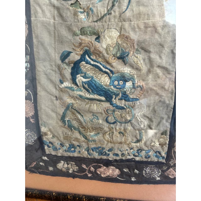 Vintage Embroidered Chinese Dragon Silk Tapestry Textile Art in Tortoise Frame For Sale In Louisville - Image 6 of 10