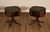 Elegant Pair of Regency Style Mahogany Side Tables Featuring Octagonal Tops with Green Tooled Leather Insets and Gilt...
