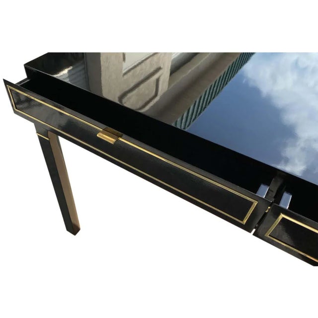 1960s Modern John Stuart Lacquered Writing Desk with Brass Accents For Sale - Image 5 of 9