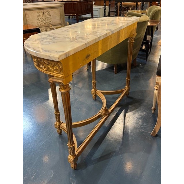 19th Century French Carved and Giltwood Console With Marble Top For Sale - Image 4 of 7