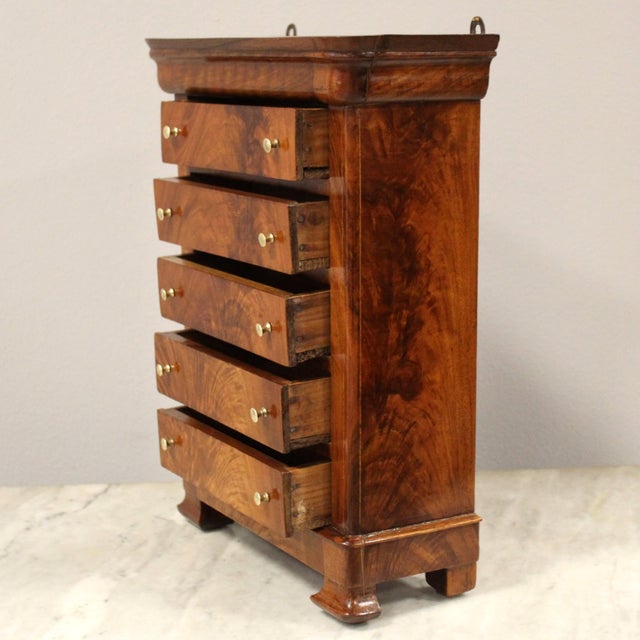 19th Century Louis Philippe Capuchin Miniature Chest of Drawers in Walnut For Sale - Image 6 of 12