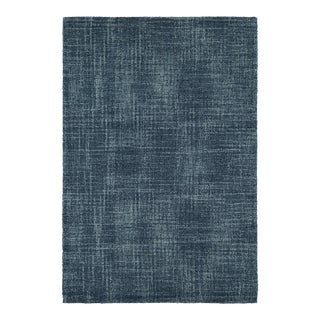 Dash & Albert by Annie Selke Crosshatch Denim Micro Hooked Wool Rug, 2'6" x 8' For Sale
