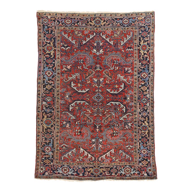 Antique Red Persian Dragon Heriz Rug - 07'00 X 10'00 For Sale