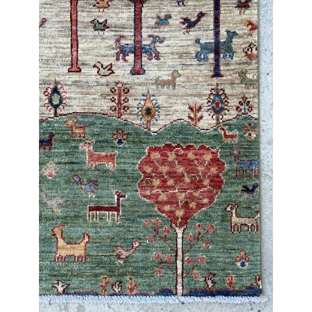 NC-055. Blue Green Persian Gabbeh Tree of Life Rug, 05'00 x 07'00. Persian Gabbeh design rug. Hand-knotted in Afghanistan...