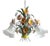 Vintage European Floral Tole Chandelier with Frosted Glass Tulip Shades, 1970s For Sale