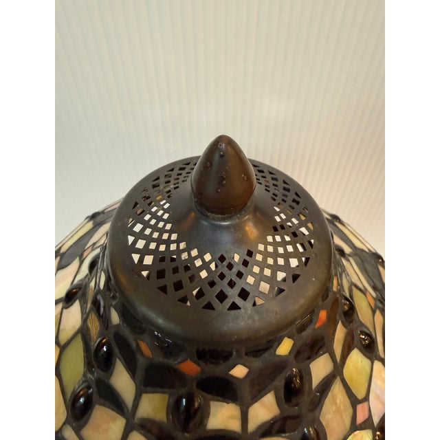 Stained Glass Tiffany Inspired Table Lamp For Sale - Image 12 of 12