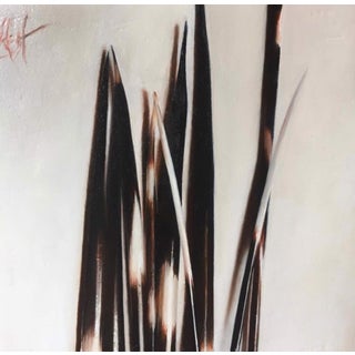 Quills by Emma Hirst | Oil on panel Abstract depiction of dark, elongated shapes on a light background. For Sale