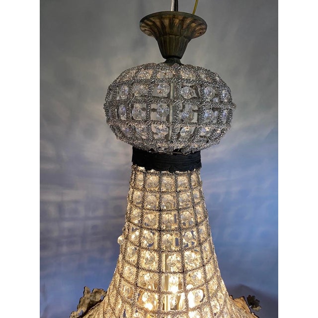 1970s French Louis XVI Rococo Charcoal Bronze Chandelier 1pc For Sale - Image 13 of 18