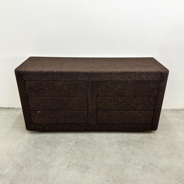 1980s Vintage Postmodern Chocolate Brown Cork 6-Drawer Dresser – 1970s 80s Postmodern For Sale - Image 5 of 10