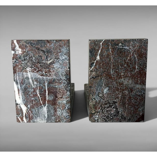 Pair of French Art Deco Bookends in Polychrome Marble For Sale - Image 6 of 18
