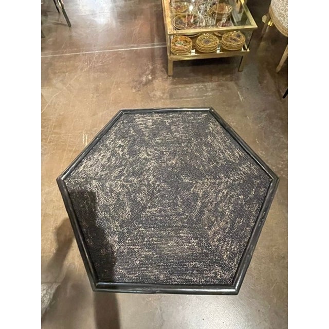 Mid-Century Modern Vintage Italian Hexagonal Bamboo Low Table For Sale - Image 3 of 7