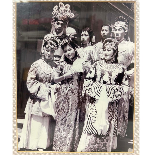 1930s Framed Vintage Black-and-White Photograph of Performers of Chinese Opera For Sale - Image 5 of 10