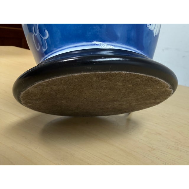 Chinoiserie Blue Porcelain Table Lamp For Sale - Image 12 of 12